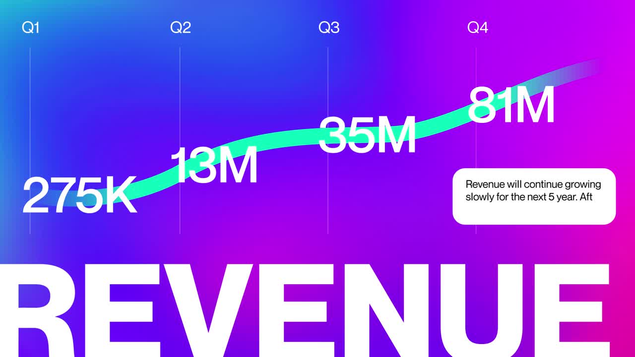 Animated Business Presentation Displaying Data, Growth, and Financial Statistics