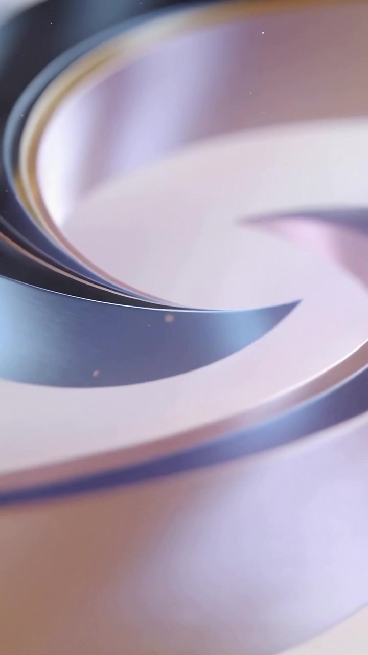 Vertical video: Revealing coiled metallic ribbon spiraling on blue tabletop, showing dust specks