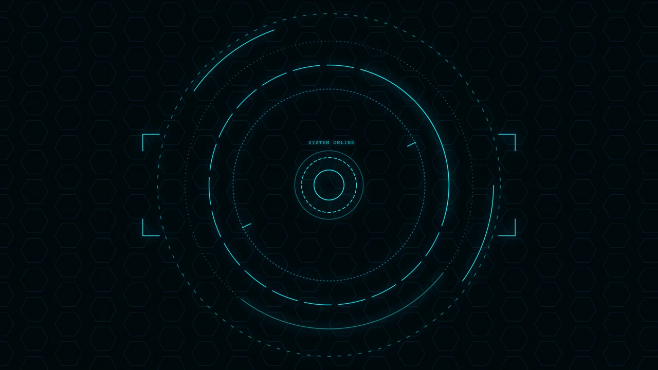 Futuristic Digital HUD Interface with System Online Text