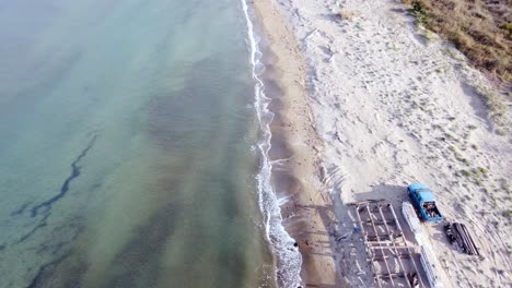 breathtaking aerial view flight fly backwards drone footage of natural sand bouka beach at corfu greece is a untouched adventure travel paradis 4k cinematic view from above by philipp marnitz 2022