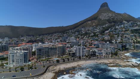 Aerial-view-of-beach-and-city-4k