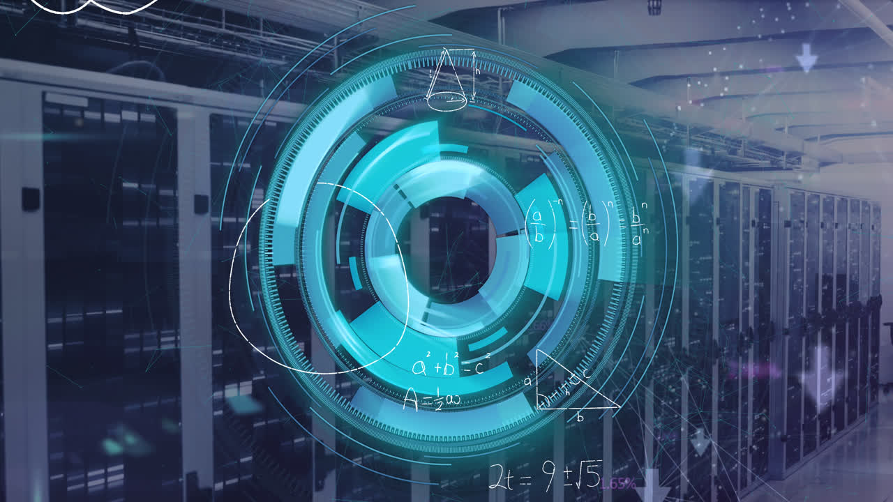 Animation of data processing over server room