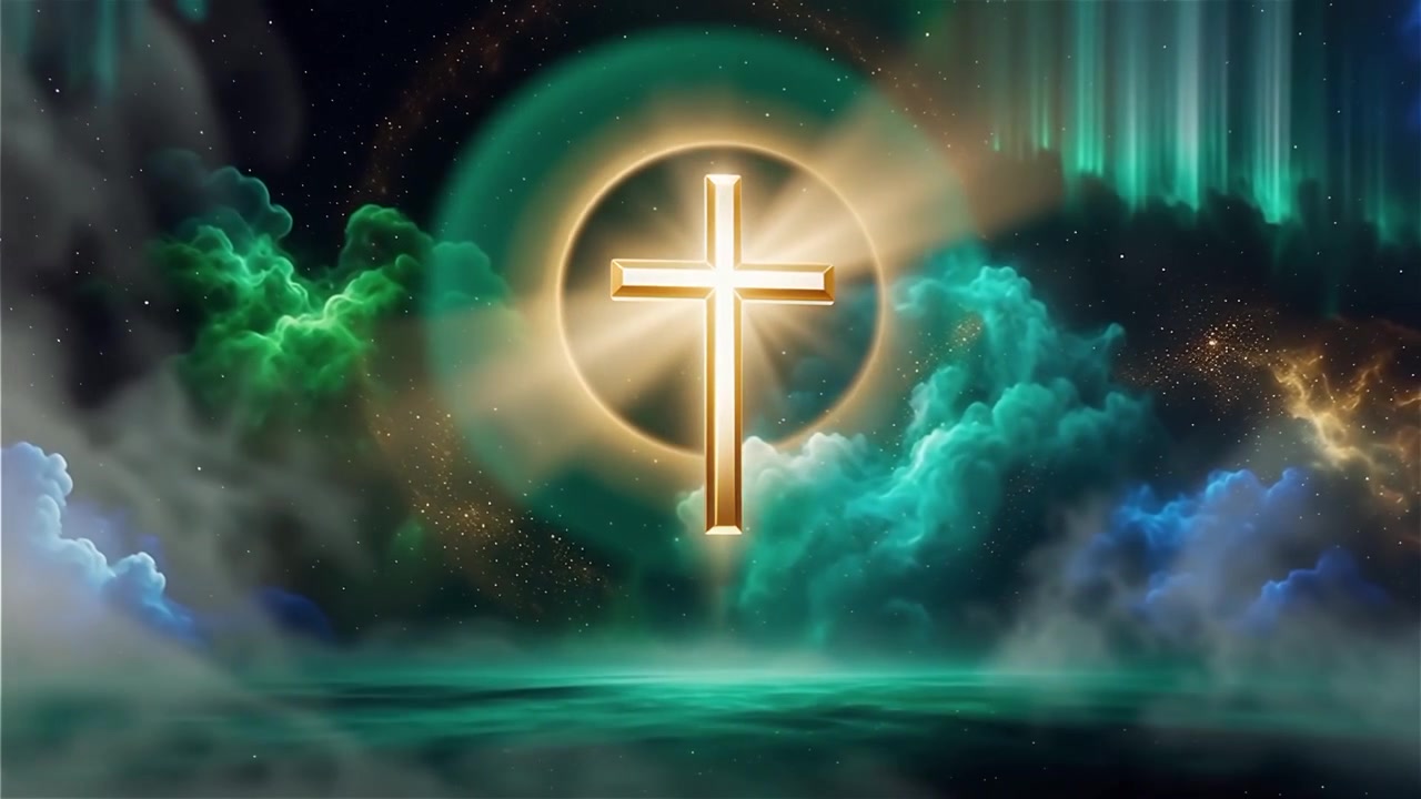 Christian Cross Heavenly Light Worship Background