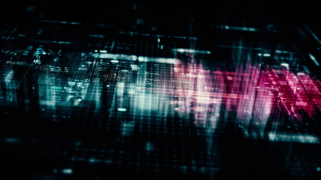 Futuristic screen display matrix, hi-tech digital data telemetry with encrypted numbers, display dynamic background for computer desktop screen display format