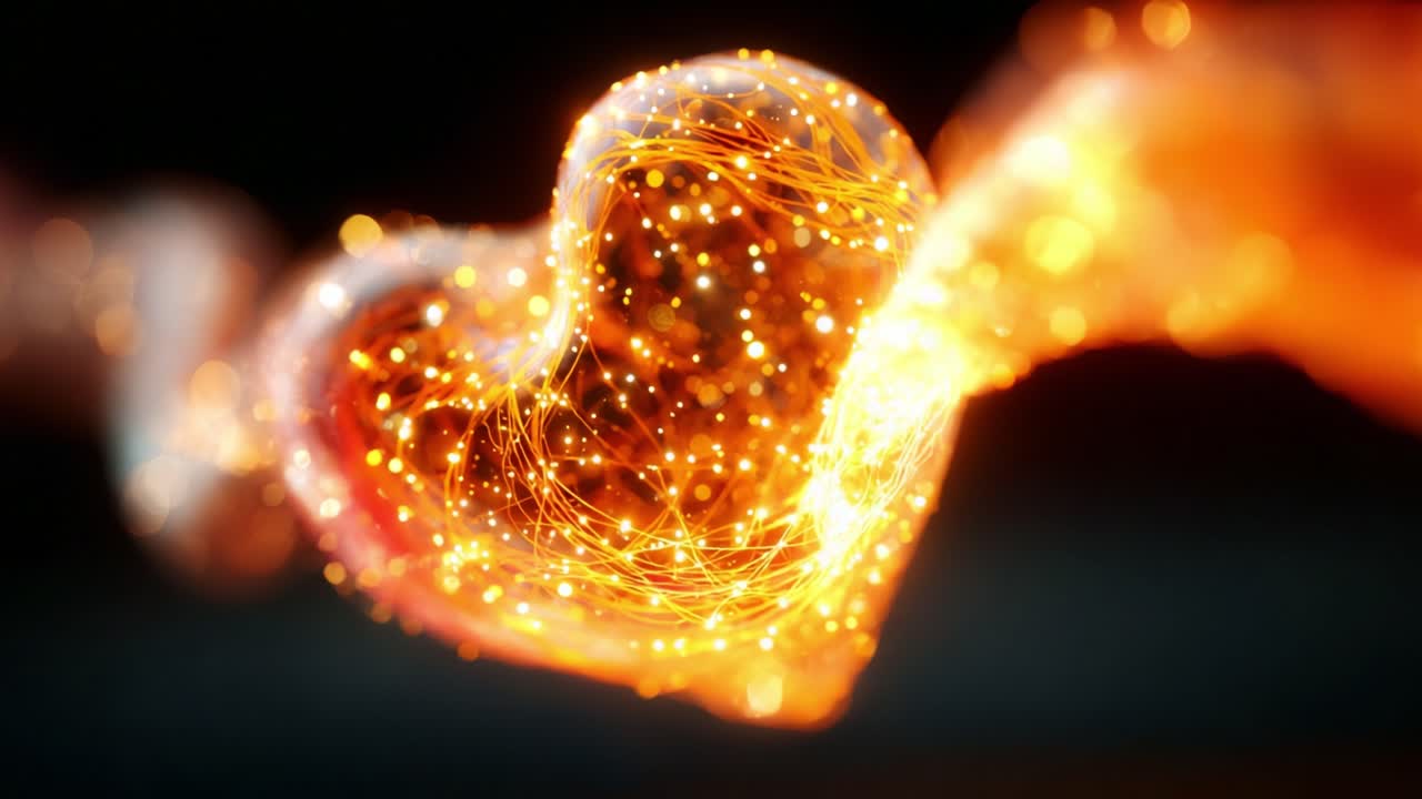 A Glimmering Heart with Dynamic Swirls of Light and Color, Symbolizing Love and Emotion Through Vibrant Visuals and Intricate Patterns Inspiring Warmth and Connection