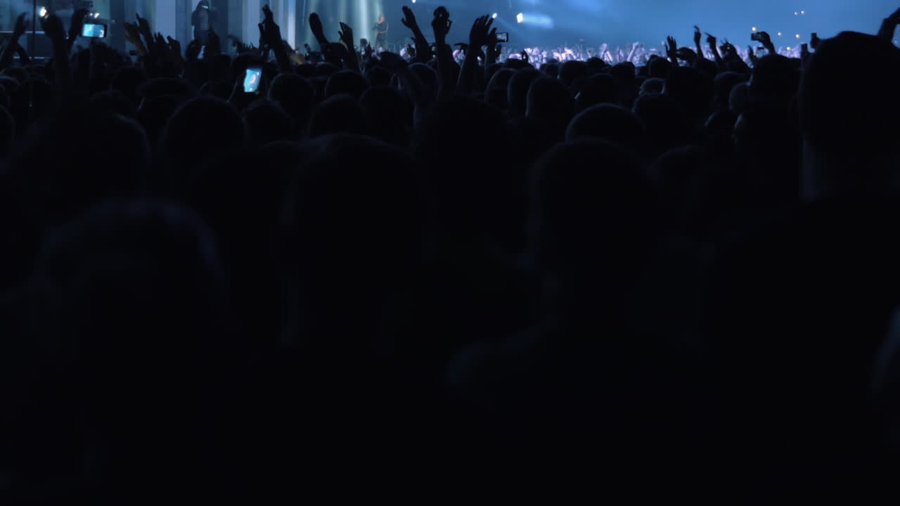 Band che si esibisce in una sala da concerto affollata