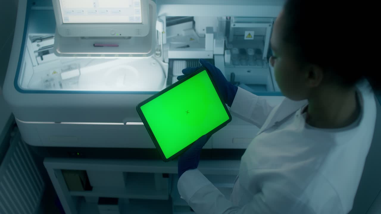 científico que utiliza una tableta en el laboratorio