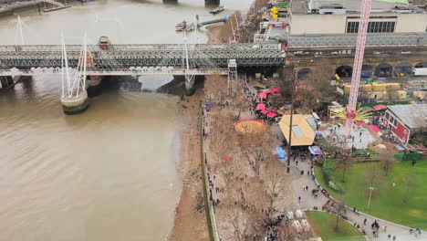 people watching in tourist site from bird's eye view in london england