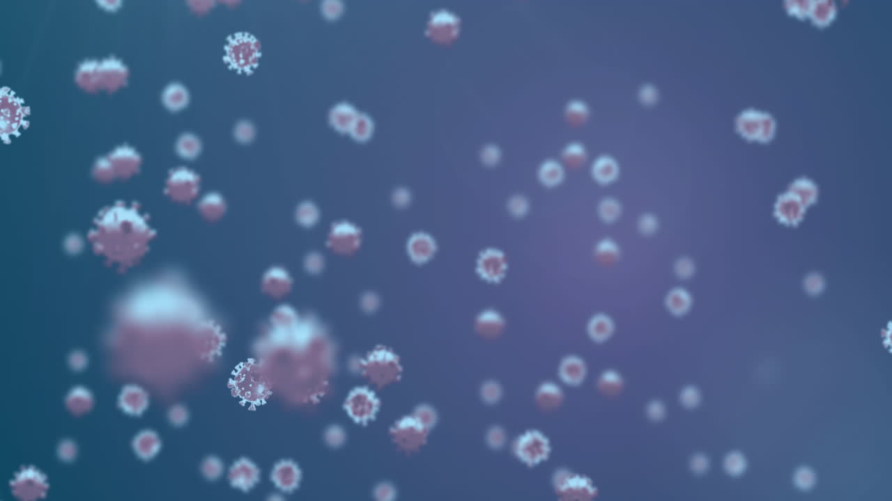 animación de las células del virus sobre un fondo azul