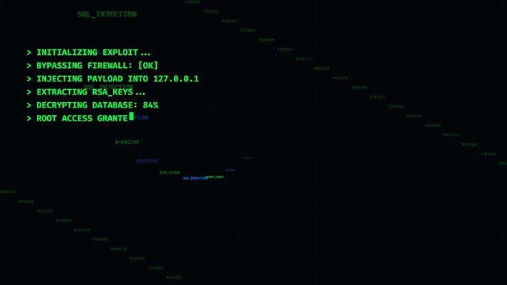 Cybersecurity Hacker Terminal Interface Showing Exploit Execution