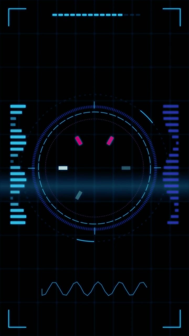 Interfaccia HUD digitale futuristica con scansione circolare rotante