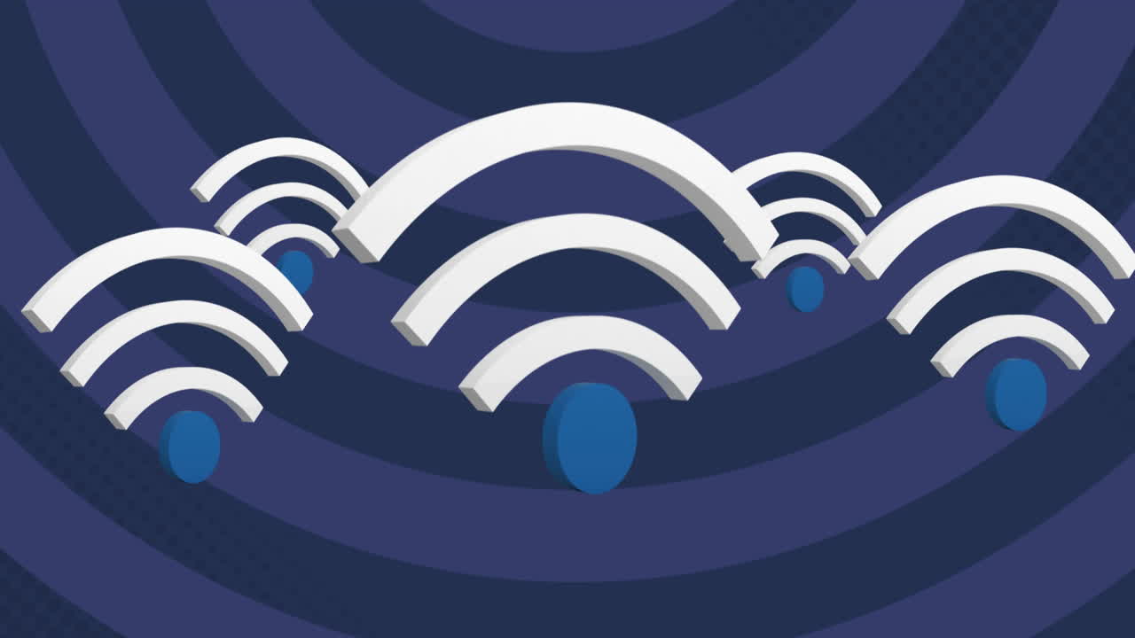 animación de múltiples iconos de internet wifi que flotan en un bucle sin costuras