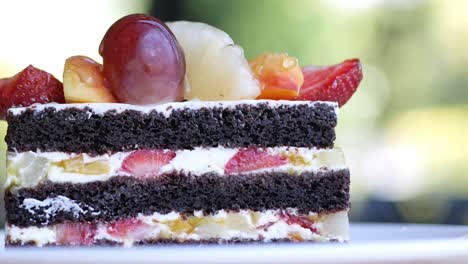 delicious chocolate cake with fruit