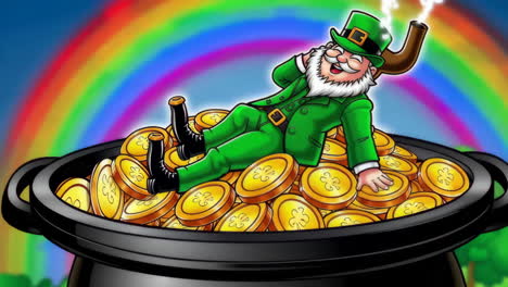 st. patrick's day leprechaun with pot of gold