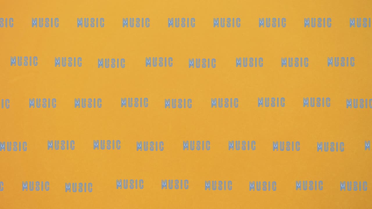 Animation of music texts moving over yellow background