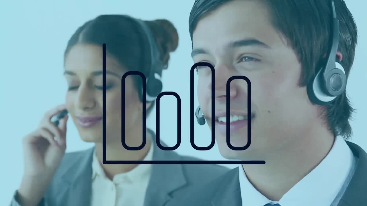 콜센터 직원들의 그룹을 중심으로 형성된 검은 그래프의 애니메이션