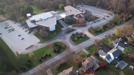 Amazing-Drone-Shot-of-Har-Zion-Temple---Penn-Valley,-PA