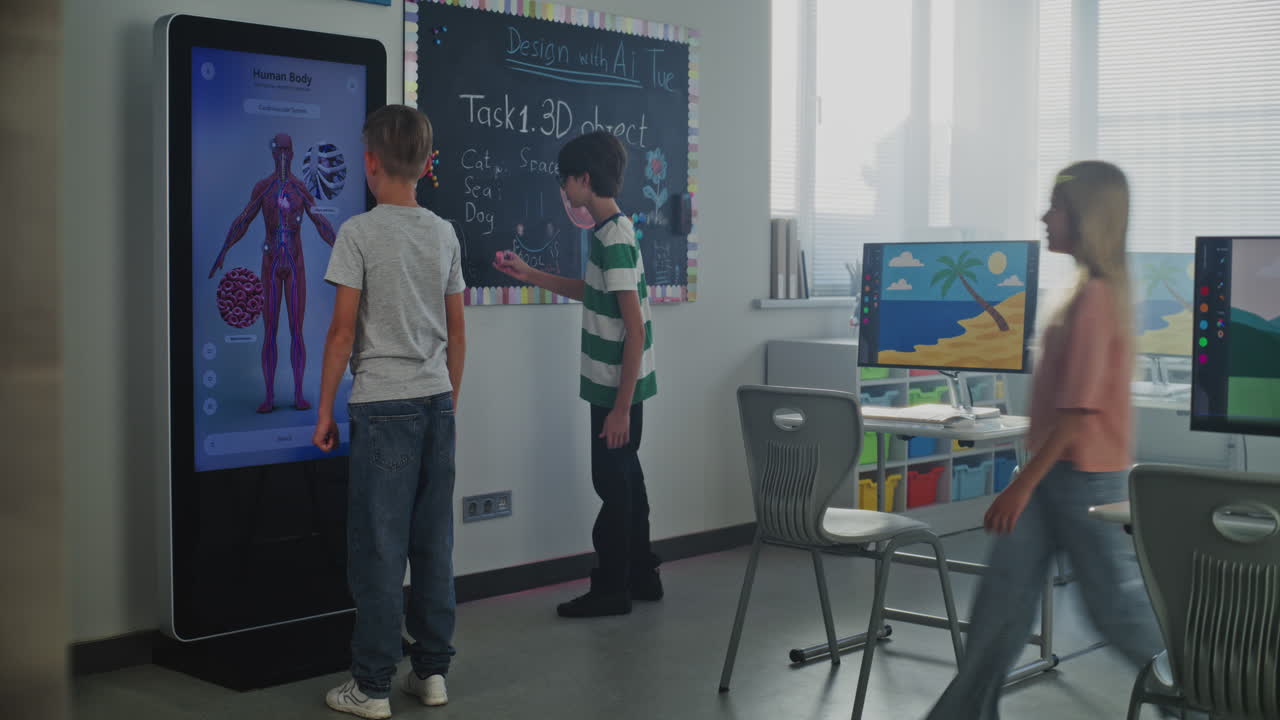 Students Learning with Interactive Technology in Classroom