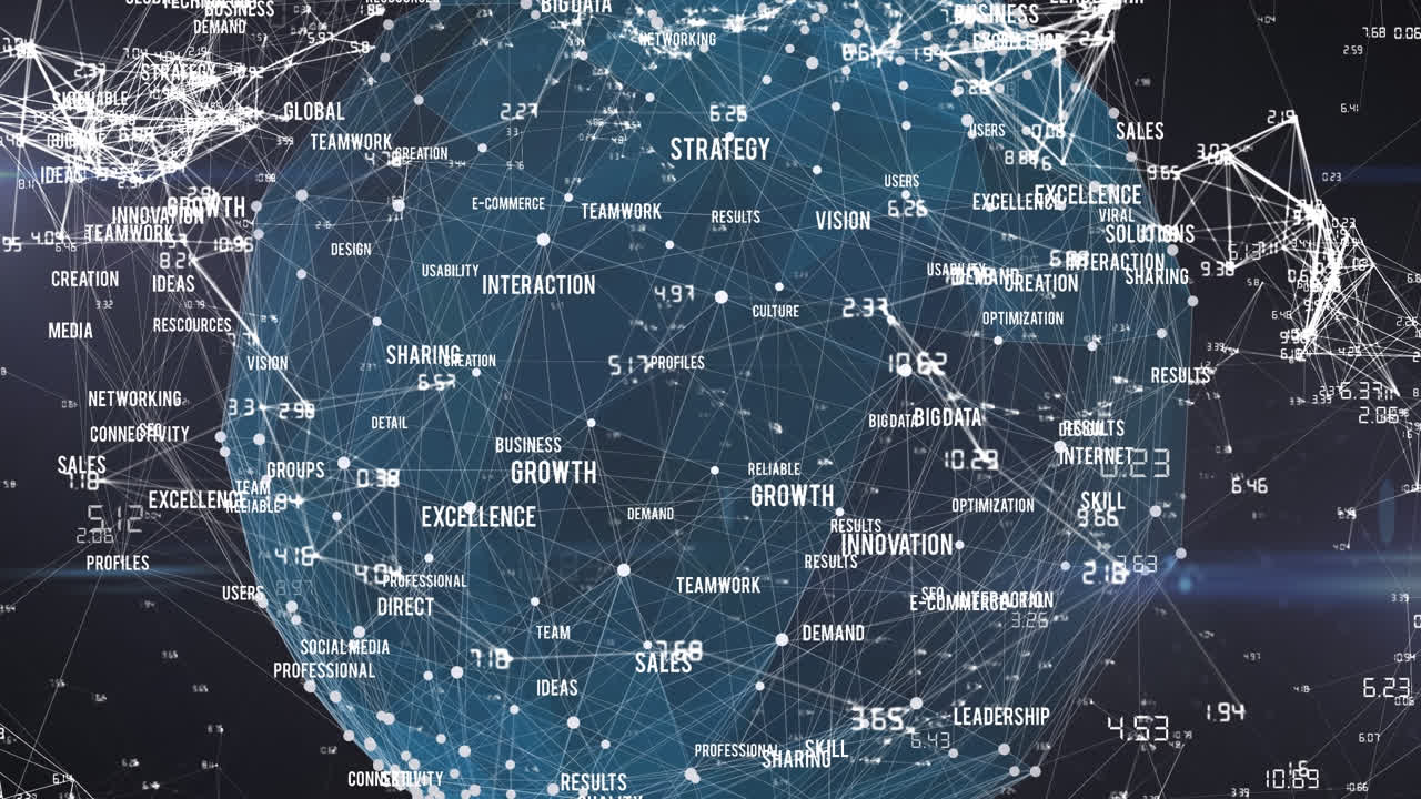 Animation of network of connections on black background