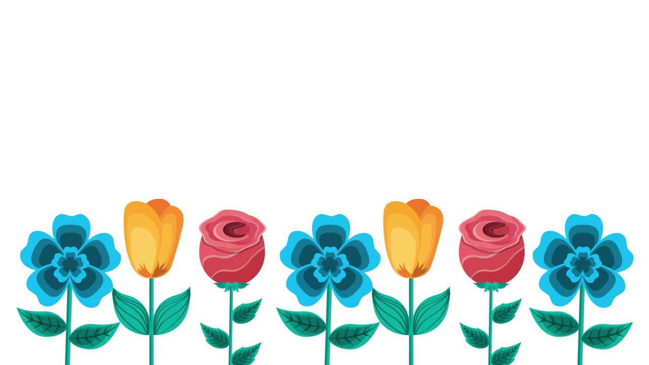 Beautiful flowers garden decoration animated | Premium Stock Video Footage