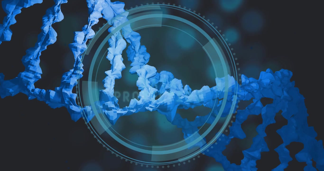 Animazione di filamento di DNA digitale con sovrapposizione di protezione dati.