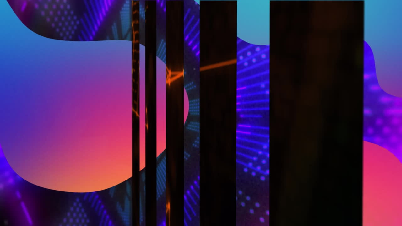 animación de formas en movimiento y túnel sobre fondo negro