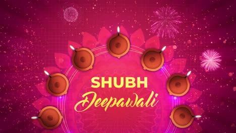 beautiful happy diwali greeting card with lamp and rangoli loop background festival of lights oil