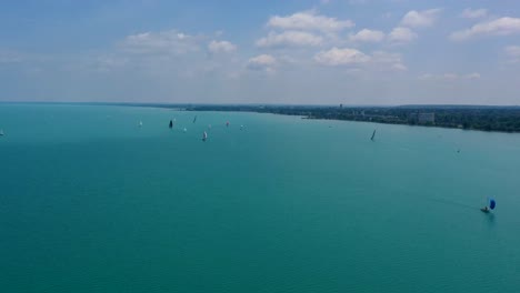 drone time lapse from the lake balaton with many sailing boats in nice weather 1