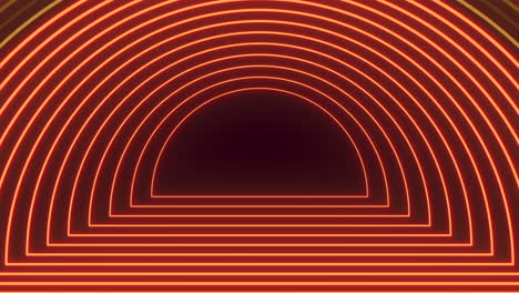 neon-lit metal tunnel with zigzag lights