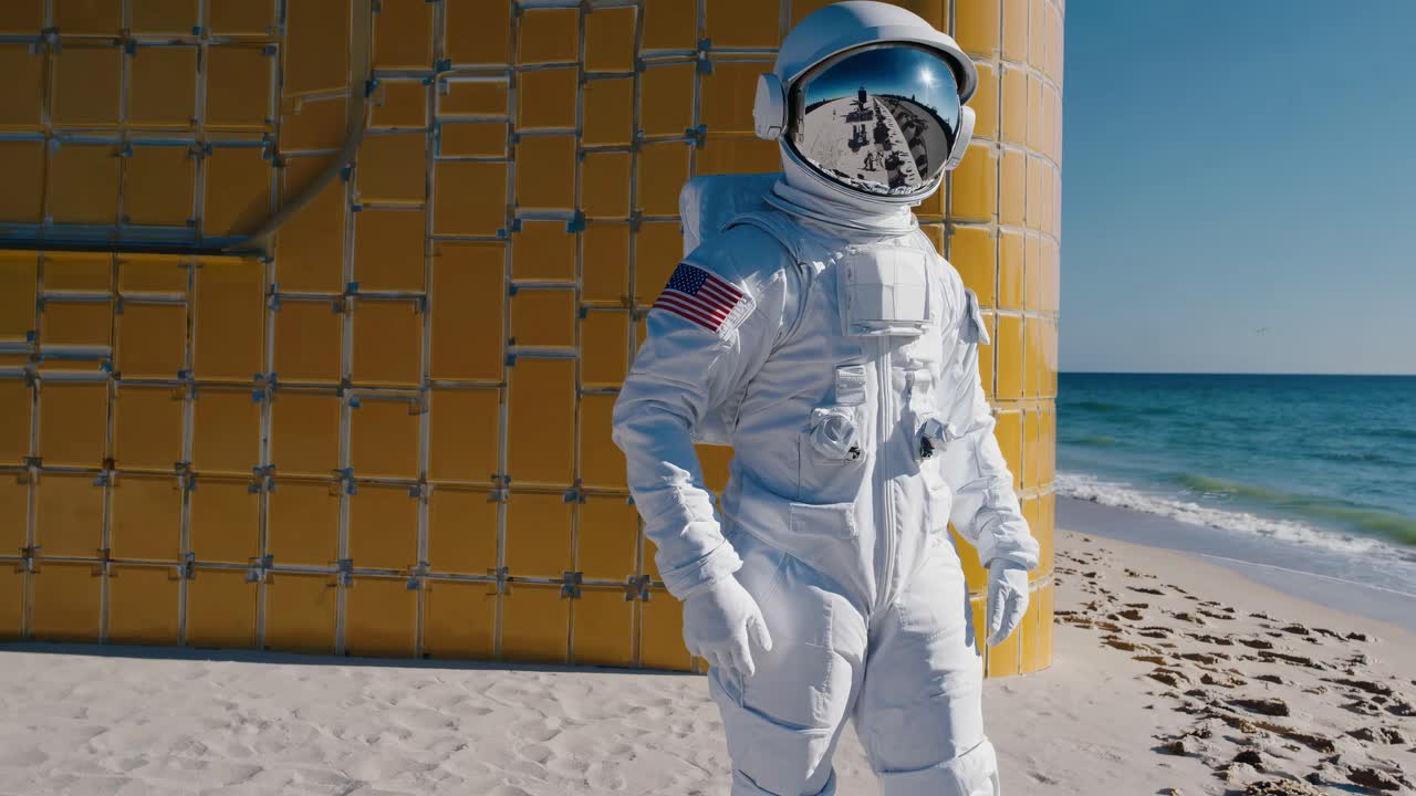 Astronauta su una spiaggia