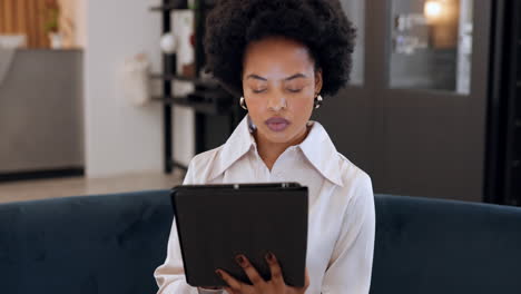 business woman working on tablet in modern office