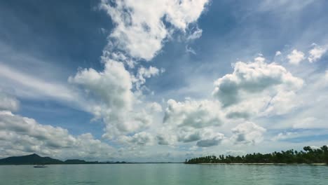 cloudy day weather landscape footage b-roll. timelapse of fluffy white clouds moving fast in blue sky. color of heavenly high space, spectrum of sunlight. abstract nature color cloudscape background,