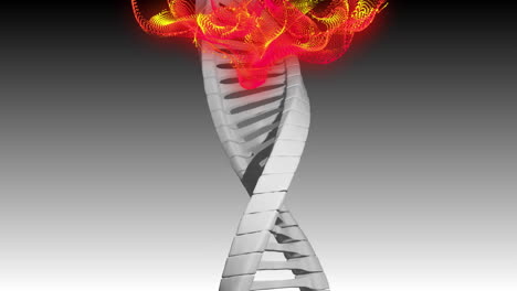 dna strand with glowing red and yellow data processing animation