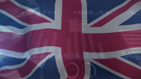 Animation-of-financial-data-processing-over-flag-of-uk