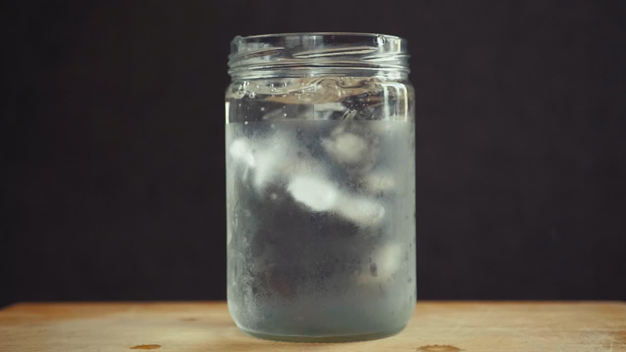 Ice Water in a Glass Jar