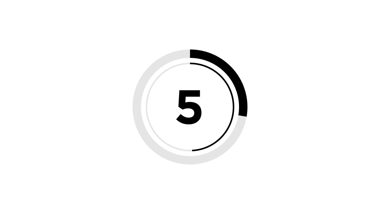 Minimalist 10 Second Circular Countdown Timer on White Background