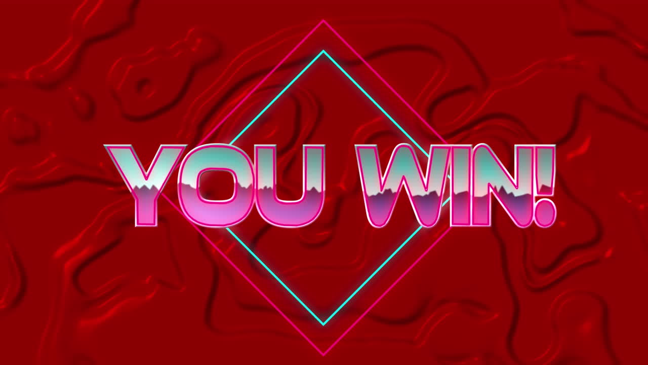 Animation of you win in digital abstract space