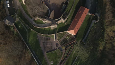 aerial shot of the castle of svojanov