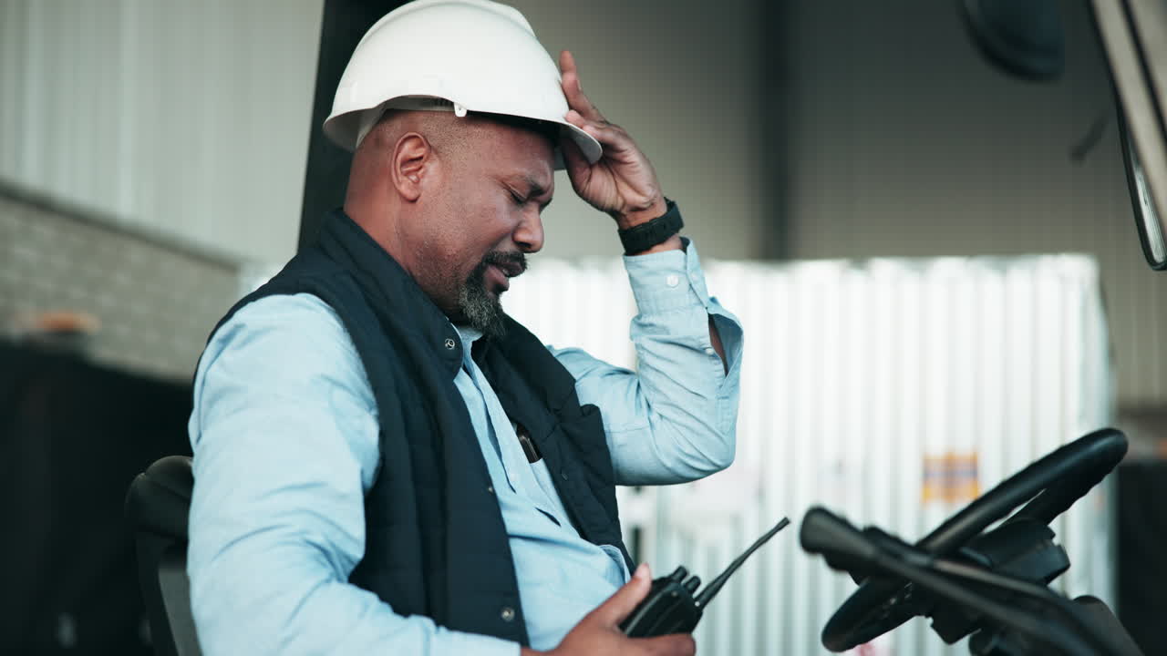 Forklift driver in warehouse