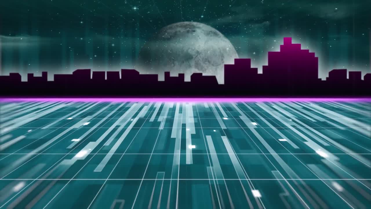 Animation of glowing green light trails moving in seamless loop