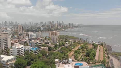 dollying over coastal roads of a city by the sea