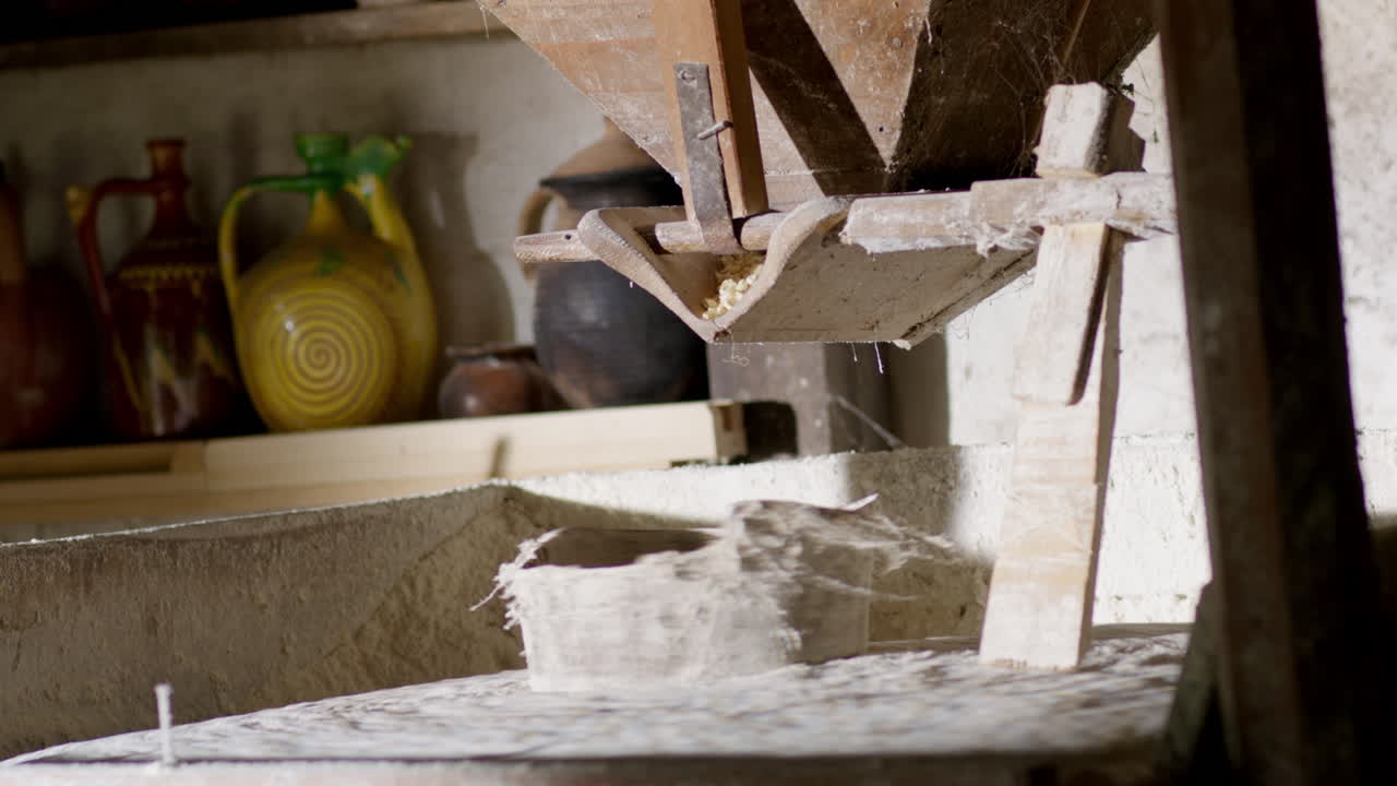 Old Mill Grinding Grain