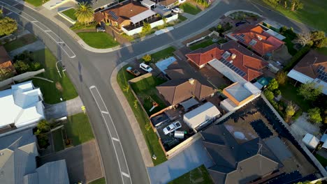 tilt up aerial view for real state of lake coogee suburb in south perth, big and luxury houses seeing from above in a greenery area