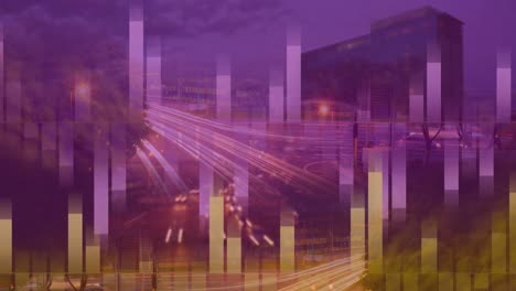 animation of traffic in a town with diagram in foreground 4k