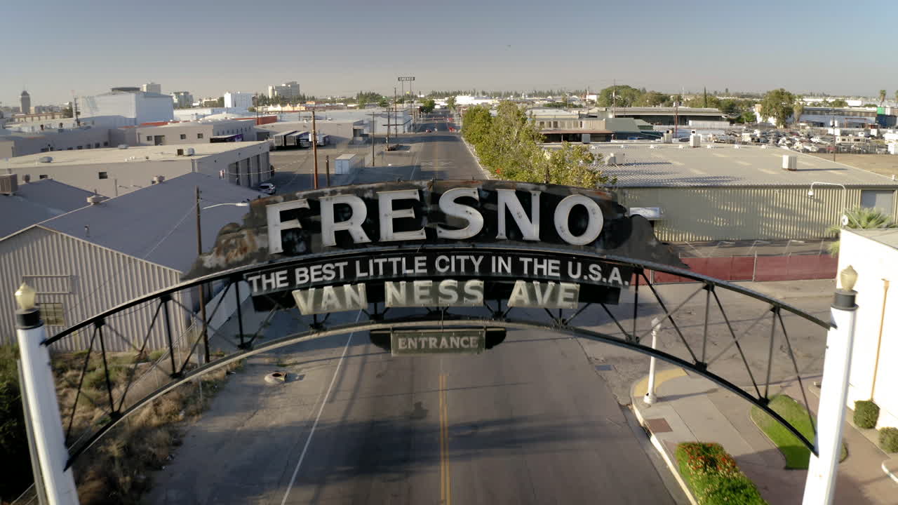 Fresno City Entrance Archway and Van Ness Avenue