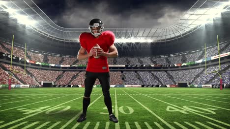 Animation-Eines-American-Football-Spielers-über-Dem-Sportstadion