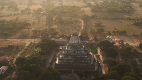 beautiful su taung pyae pagoda in bagan during a sunset