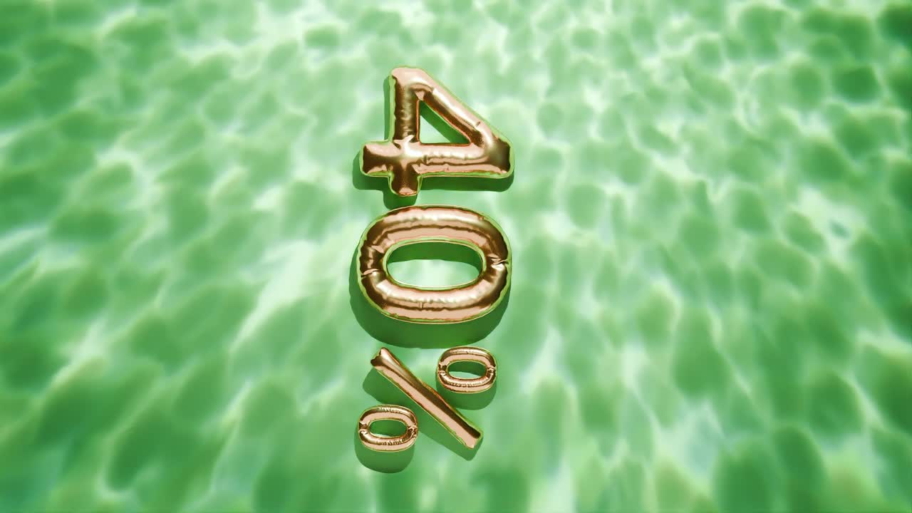 물 위에 떠있는 황금색 40%는 녹색 바탕에 수직으로 파동됩니다.