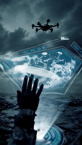 futuristic drone operations in a desolate world