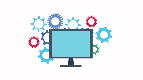 computadora de escritorio con ajustes de engranajes